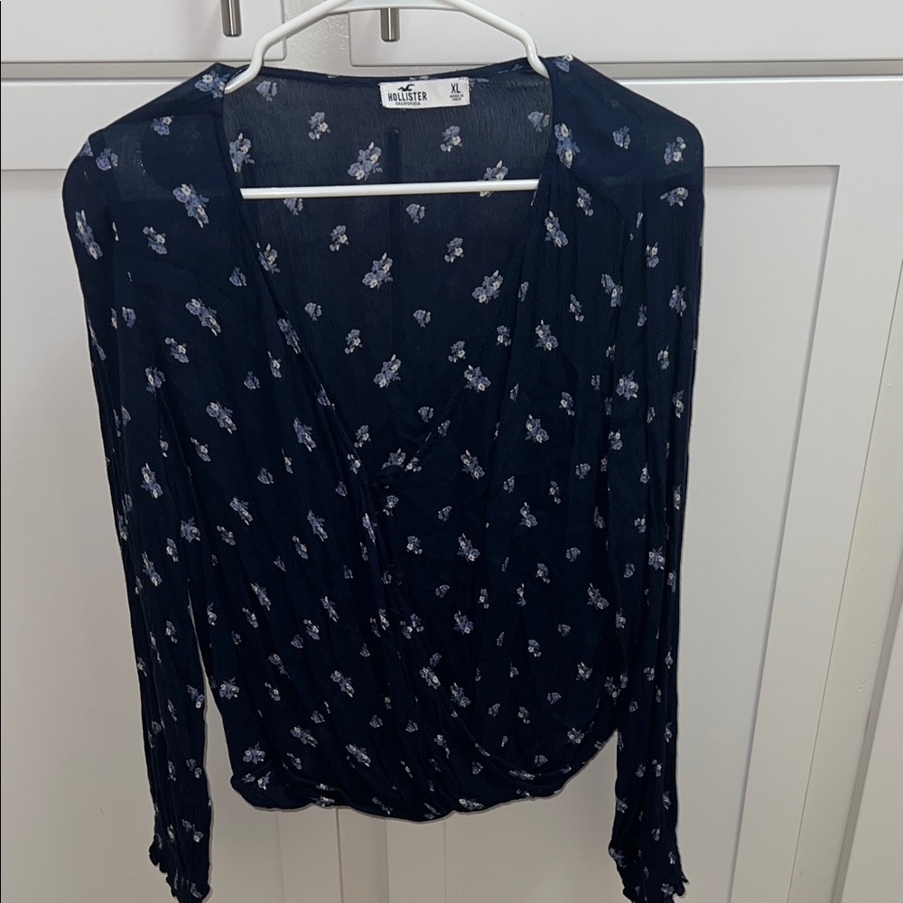 Hollister Dark Blue Floral Blouse